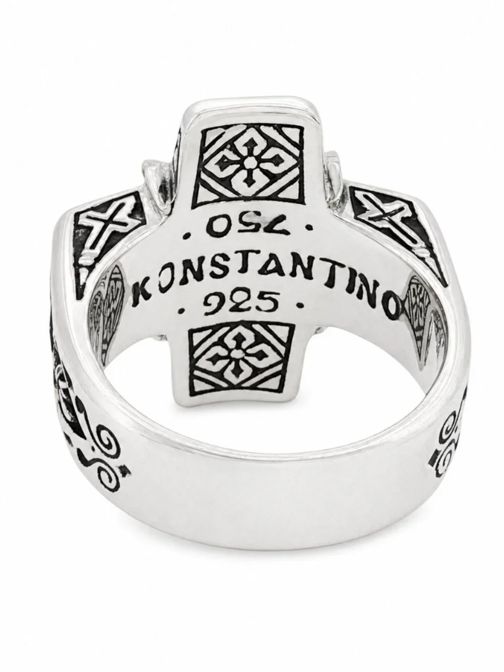 KONSTANTINO 925 Sterling Silver & 18K Gold Starvros Cross Ring Size 10